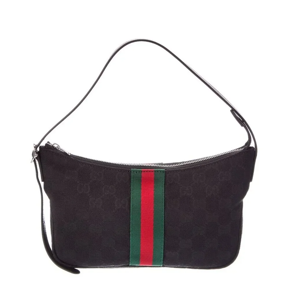 Gucci Canvas Shoulder Bag, Black